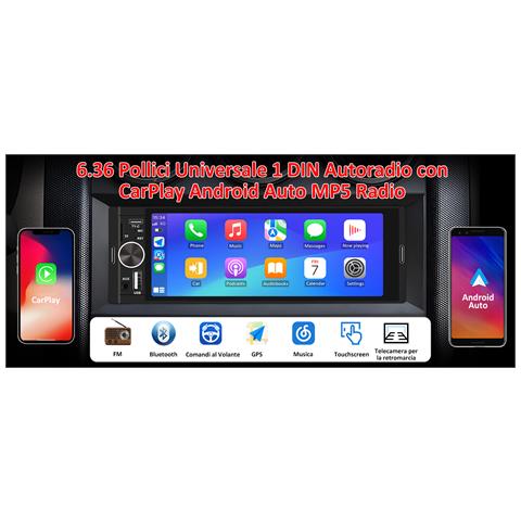 Autoradio 1 Din Con Carplay/android Auto Wireless, Schermo Touch 6,36"" Hd, Bluetooth 5.0, Radio Fm/am/rds, Usb-c E Telecamera Posteriore Inclusa - Foto 1