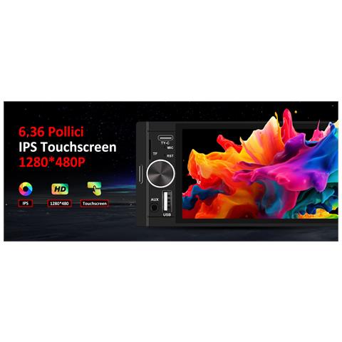 Autoradio 1 Din Con Carplay/android Auto Wireless, Schermo Touch 6,36"" Hd, Bluetooth 5.0, Radio Fm/am/rds, Usb-c E Telecamera Posteriore Inclusa - Foto 7