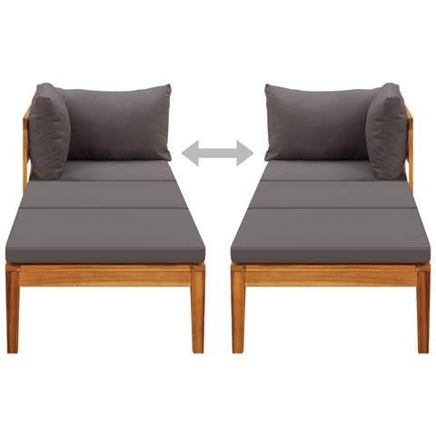 Lusso Casadino - Lettino Prendisole Con 1 Bracciolo Grigio Scuro Massello Acacia - Foto 1