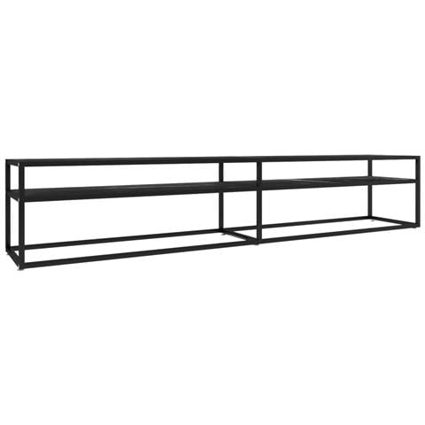 Lusso Casadino -  Mobile Porta Tv Marmo Nero 220x40x40,5 Cm In Vetro Temperato - Foto 1