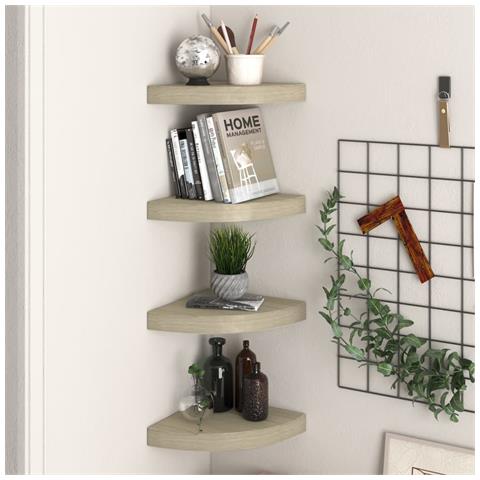 Scaffali Angolari A Parete 4 Pz Rovere 25x25x3,8 Cm In Mdf - Foto 8