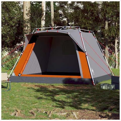Tenda Campeggio Cabina 4 Pers. Grigio Arancione Rilascio Rapido - Foto 2