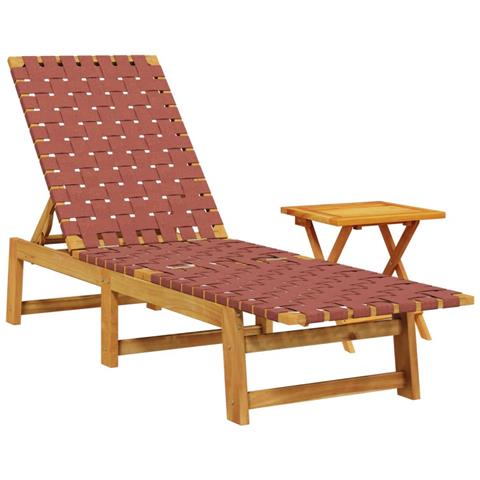 Lettino Prendisole Tavolino Rosso Legno Massello Acacia Tessuto - Foto 1