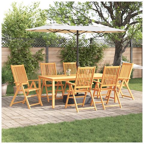 Set da pranzo da giardino 7 pezzi in legno di acacia solido pieghevole - Foto 2