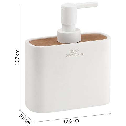 Dosasapone Con Erogatore In Plastica D'appoggio In Resina E Bambù 1380 Gedy Serie Ninfea Bianco Matt - Foto 2