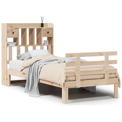 Letto Libreria senza Materasso 90x200 cm Legno Massello Pino - Foto 1