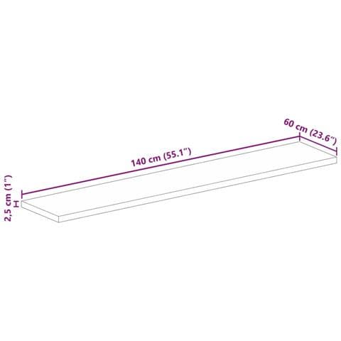 Piano Tavolo 140x60x2,5 cm Rettangolare Legno Massello Acacia - Foto 9