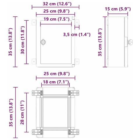 Armadietto di Controllo Grigio 25 x 15 x 35 cm Plastica ABS - Foto 9