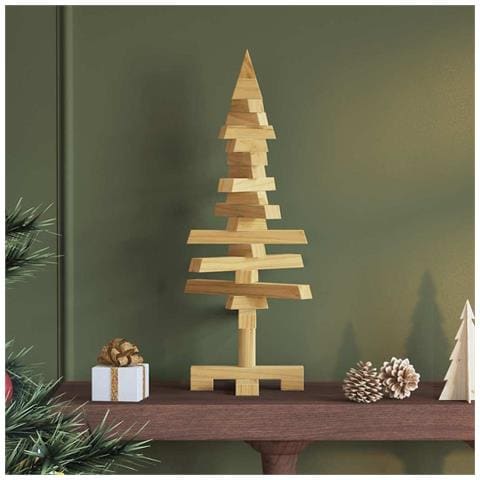 Albero di Natale in legno Marrone 60 cm Legno di pino massello - Foto 2