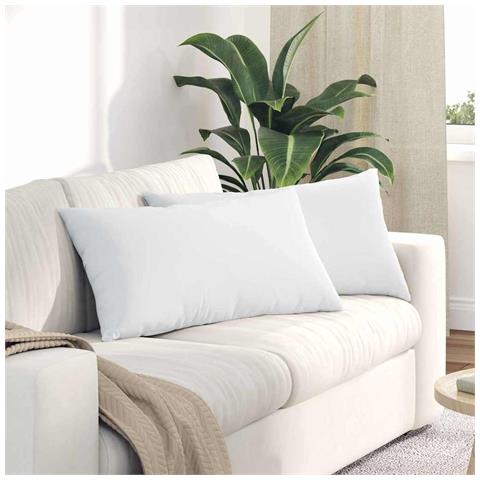 Cuscini da Divano 2 pcs Bianco 80 x 40 cm Tessuto - Foto 2