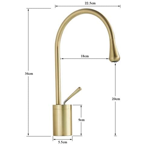 Rubinetto per lavabo da bagno, Blackswan, tipo M64, modello oro opaco, misura 36 cm - Foto 4