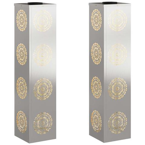 Faro LED solare per sentieri 2 pcs Argento Acciaio inossidabile - Foto 1