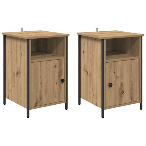 Armadio da Notte 2 pcs Rovere artigianale 40 x 42 x 60 cm - Foto 1