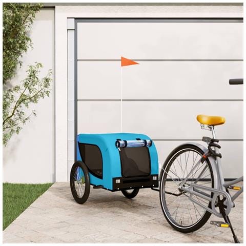 Rimorchio da Bici per Animali Blu e Nero Oxford e Ferro - Foto 2