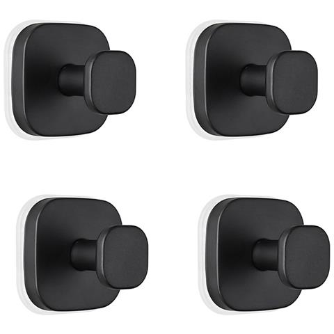 Ganci A Ventosa Quadrati Neri X4 — Ganci In Acciaio Inox Senza Fori Riutilizzabili E Impermeabili Per Asciugamani Bagno E Cucina - Foto 1