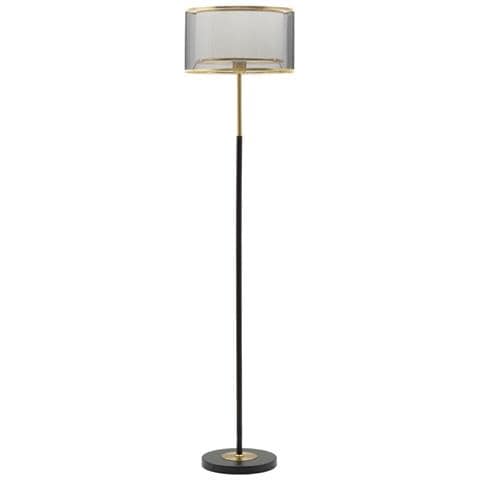Lampada Da Terra Levels In Ferro E Organza Nera Con Dettagli Oro - Foto 1