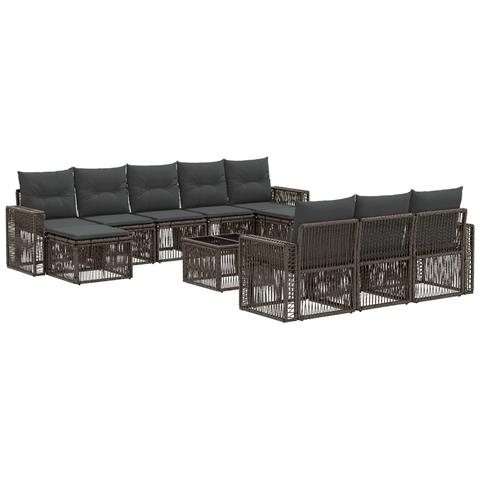 Set Divano da Giardino 11 pcs Grigio e Grigio Scuro polyrattan - Foto 1