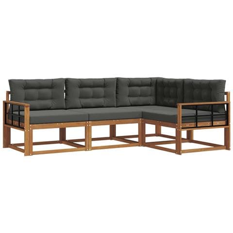 Set di divani da esterno con cuscino 4 pcs Naturale e Antracite - Foto 1