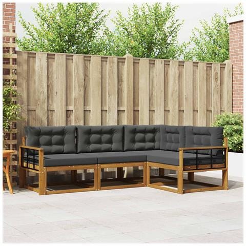 Set di divani da esterno con cuscino 4 pcs Naturale e Antracite - Foto 2
