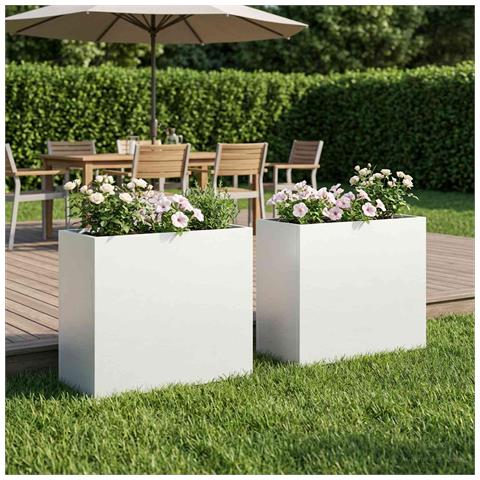 Vaso da giardino 2 pz Bianco 50 x 20 x 40 cm - Foto 2