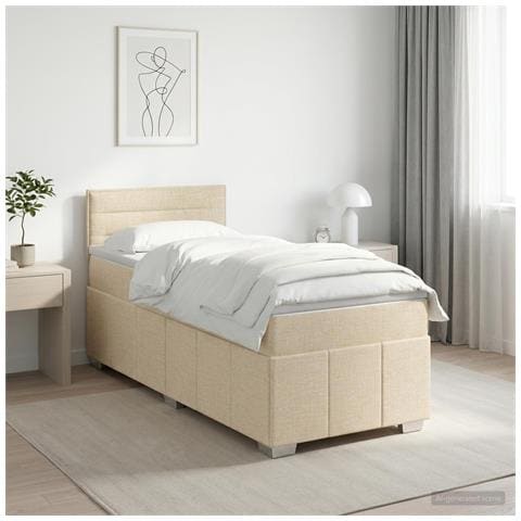 Letto box spring con materasso Crema 80 x 200 cm Tessuto - Foto 2