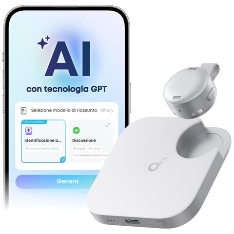 Soundcore Work di, Registratore Vocale AI Portatile, Trascrizione /Sintesi AI, 6 Mesi di PRO in Omaggio, Riepilogo Cross-Meeting, Marcatura con Doppio Tocco, Certificato MFi, Protezione Privacy - Foto 1