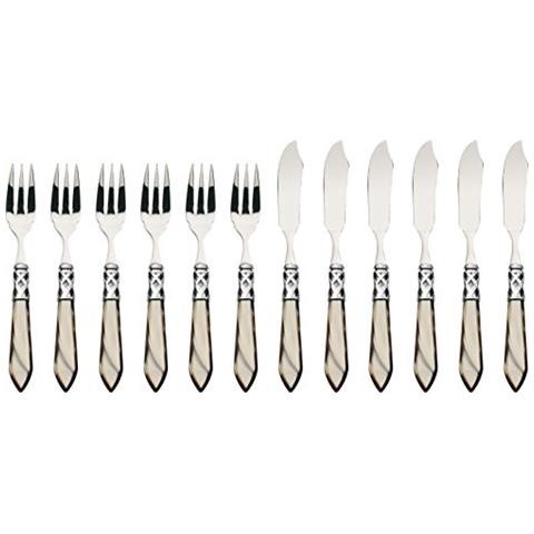 Posate Aladdin, Set 12pz. Pesce, Scatola Gallery - Onice Cromata - Foto 1