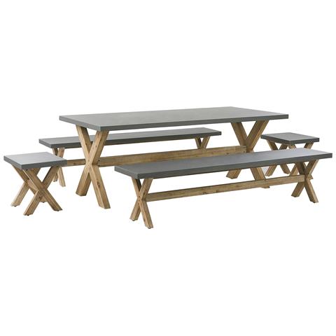 Set Da Giardino In Finto Cemento Con 2 Panche E 2 Sgabelli Grigio Olbia - Foto 17