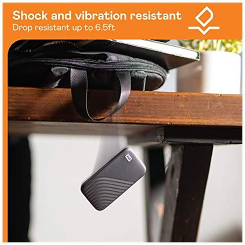 WD 500GB My Passport SSD portatile con tecnologia NVMe, USB-C, fino a 1.050 MB / s in lettura, fino a 1000MB / s in scrittura, Grigio - Foto 2