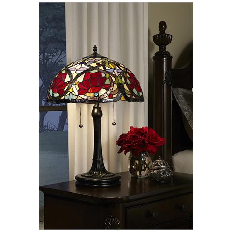 Lampada Da Tavolo Tiffany A 2 Luci Vintage Bronzo, E27 - Foto 2