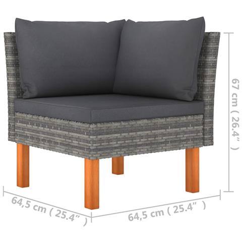 Set Divani Da Giardino 8 Pz Con Cuscini In Polyrattan Grigio - Foto 8