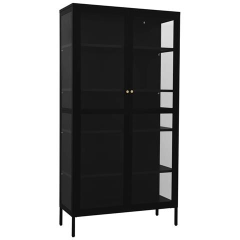 Vetrina Nera 90x40x180 cm in Acciaio e Vetro Temperato - Foto 1