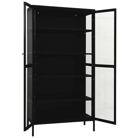 Vetrina Nera 90x40x180 cm in Acciaio e Vetro Temperato - Foto 10