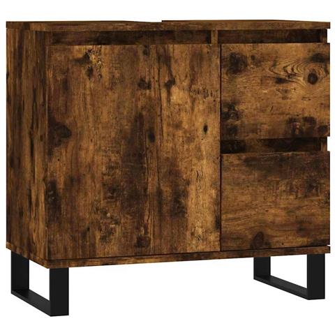 Armadietto Bagno Rovere Fumo 65x33x60 Cm In Legno Multistrato - Foto 1