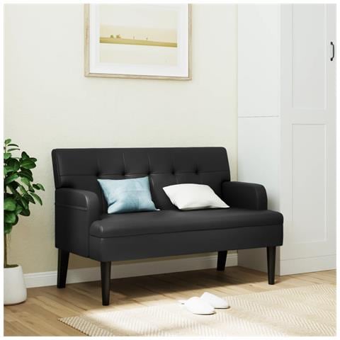 Panca Con Schienale Nera 112x65,5x75 Cm In Similpelle - Foto 7