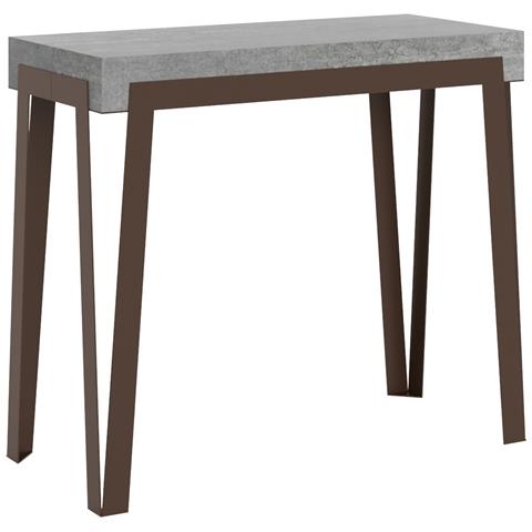 Consolle Allungabile 90x40/300 Cm Rio Telaio Ruggine - Cemento - Foto 6