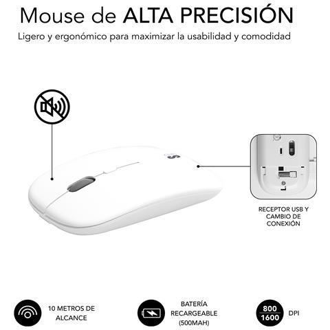 Tastiera e Mouse Wireless 8436586742621  (Layout Spagnolo) Colore Argento. Bianco - Foto 2