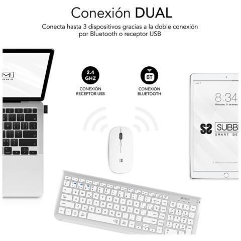 Tastiera e Mouse Wireless 8436586742621  (Layout Spagnolo) Colore Argento. Bianco - Foto 7