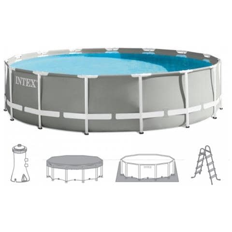 26726NP - Piscina Rotonda Prisma Frame con Pompa Filtro Capacità 457x457x122 cm Colore Grigio - Foto 2