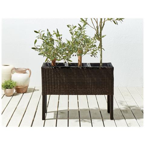 Vaso Per Piante Rialzato Caragana Rattan Sintetico 77 Cm Marrone Scuro - Foto 1