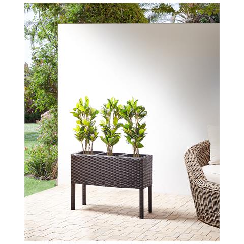 Vaso Per Piante Rialzato Caragana Rattan Sintetico 77 Cm Marrone Scuro - Foto 9