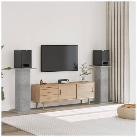 Supporti Altoparlanti 2 Pz Grigio 30x30x95 Cm Legno Multistrato - Foto 1