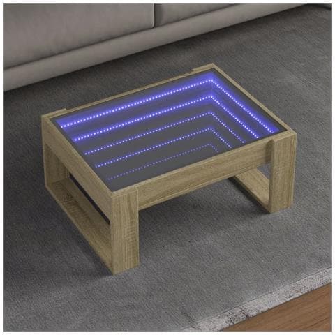 Tavolino Da Salotto Con Led Infinity Rovere Sonoma 70x53x30 Cm - Foto 1