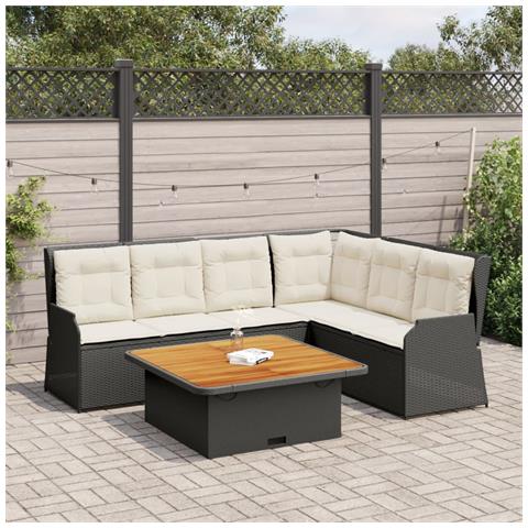 Set Divani Da Giardino 5 Pz Con Cuscini Nero In Polyrattan - Foto 8
