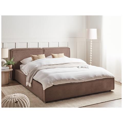 Letto Matrimoniale Bouclè Marrone 180 X 200 Cm Linards - Foto 1