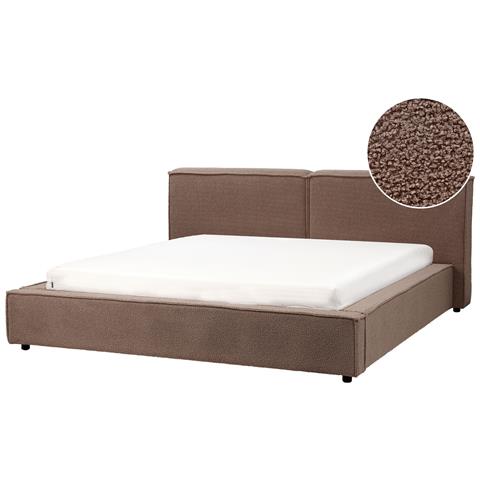 Letto Matrimoniale Bouclè Marrone 180 X 200 Cm Linards - Foto 2