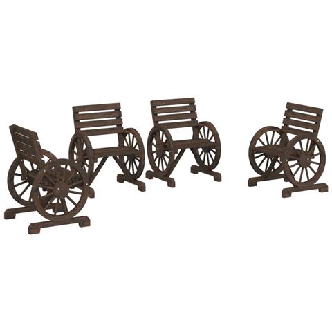 Sedie da Giardino 4 pz in Legno Massello di Abete - Foto 1