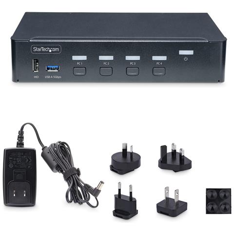 KVM switch DisplayPort a 4 porte, monitor singolo 4K 60Hz, 6 porte USB, commutazione con pulsanti e hotkey, DP 1.2, indipendente dal SO, conformità TAA - Foto 2