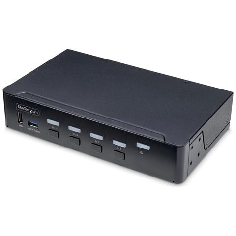 KVM switch DisplayPort a 4 porte, monitor singolo 4K 60Hz, 6 porte USB, commutazione con pulsanti e hotkey, DP 1.2, indipendente dal SO, conformità TAA - Foto 1