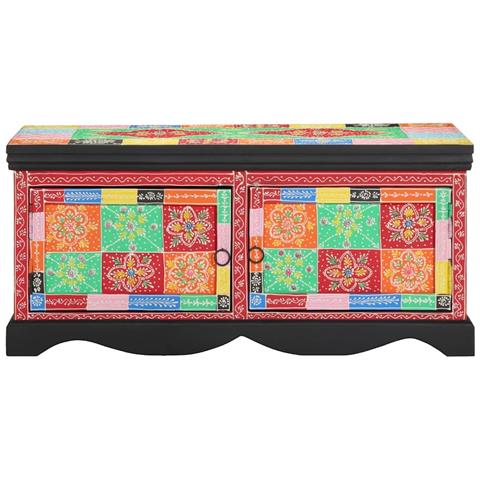 Tavolino da Salotto Multicolore 90x50x40cm Legno Massello Mango - Foto 1